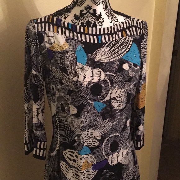 Ali Ro Printed Shift Dress 3/4 Sleeve New W/O Tag - Picture 3 of 8